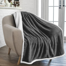 Sherpa Fleece Throw Blanket Navy Blue 50x60 Inches