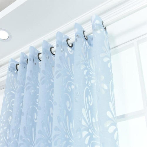 Chiffon Curtains Blue Transparent Eyelet Panel 2