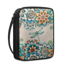 Boho Mandala Dragonfly Print Bible Cover for Women – Protective Carrying Case with Handle, Christian Gift (Compatible with Standard Bibles)