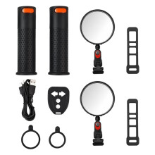 Empuñadura de Señal de Universal para Scooter ZT3/E3/F3/9, Espejo Retrovisor Convexo + Señal de Negra