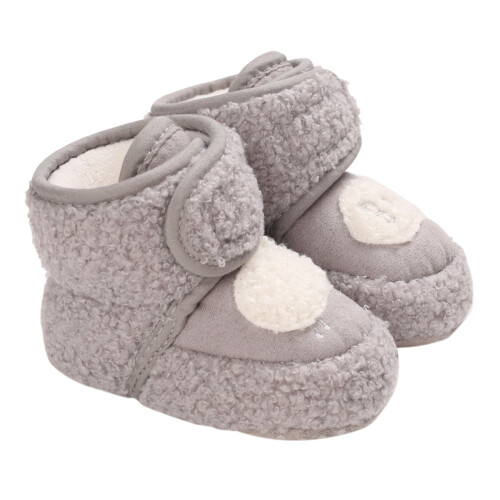 Warm Soft Booties for Toddlers Grey Size 6 1