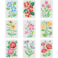 Flower Art Stencils and Templates (9 Count)