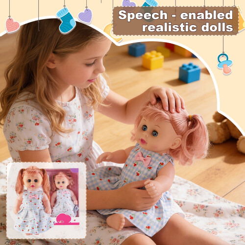 Talking Doll with Pigtails for Early Language Development