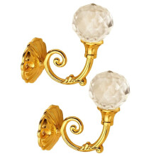 Metal Crystal Glass Curtain Holdback Hooks Gold 2 Pack