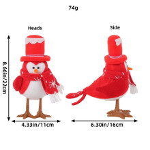 Handmade Glowing Christmas Bird Ornament – Cute Fabric Figurine for Tabletop, Indoor Decor & Gift (Compatible with Xmas Themes)