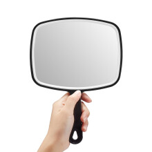 Hand Mirror, Large Black Handheld Mirror with Handle, 7.4" W x 10.3" L