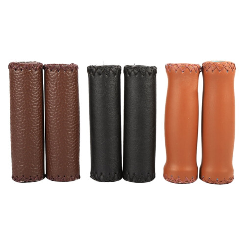 Bike Handlebar Grips Retro Artificial Leather 2 Pcs