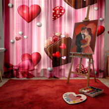 Valentine's Day Heart Curtains White Elephant Living Room