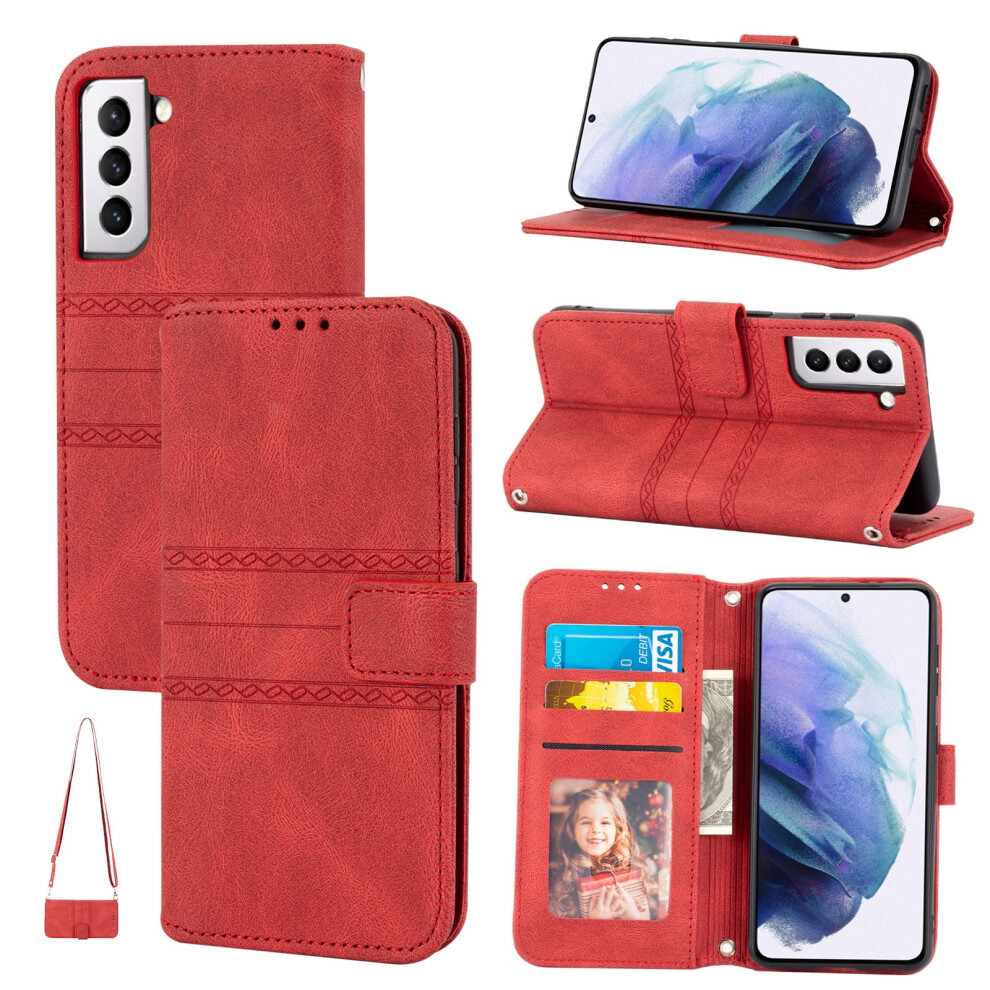 Samsung Galaxy S23 Wallet Case Pu Leather 6.1 Inch Red 908436799751