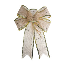 Christmas Mesh Bows Glitter Gold Edge 12 Pack