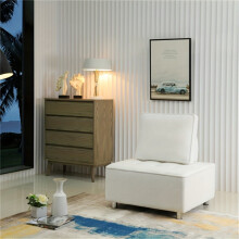 Ottoman Accent Chair Gray Hardwood Frame 1 Piece