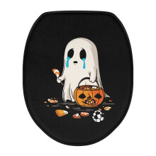 Halloween Pumpkin Toilet Lid Cover, Soft Oval Seat Protector, Compatible with Elongated Toilets, Home Decor