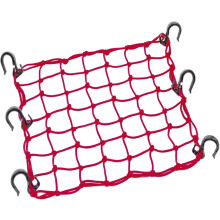 Small Cargo Net 15"x15" Stretches to 30"x30", Thick Hooks, Natural Latex Core, 2"x2" Mesh, Heavy Duty Bungee Net for Motorcycle Helmet, Bike, ATV,