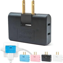 180 Degree Rotatable 3-Outlet Wall Plug Adapter, Slim Space-Saving Socket Converter with 2500W Power Rating for Home and Office Use