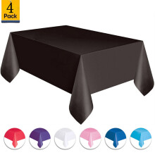 Black Plastic Table Cloths Rectangle 64.5ft 4-Pack