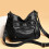 Borsa a tracolla da donna in morbida pelle nera, classica multistrato 4