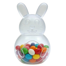 Easter Bunny Containers – Clear Plastic Gummy Bunny Candy Holders, Reusable Gift Boxes for Party Favors & Festive Storage (Clear)