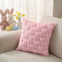 Easter Bunny Pillow Cover Soft Plush Faux Fur Embroidered
