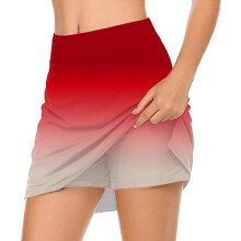 Women's Casual Tennis Skirt with Pockets Red L