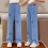 Mädchen-Jeans, hellblau, weites Bein, elastischer Bund, Größe 8-10 Jahre 2
