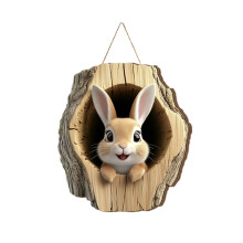 1PC Easter Bunny Welcome Wreath – Wooden Door Hanger for Front Door, Porch & Outdoor Spring Decor, Compatible with Easter Eggs