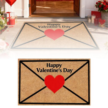Brown Heart Envelope Doormat for Valentine’s Day, Non-Rubber Back, Indoor/Outdoor Decorative Floor Mat (15.7x23.6")