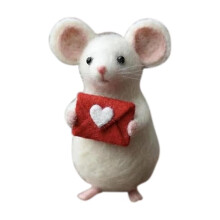 Needle Felted Mouse Holding Love Letter 1 PC