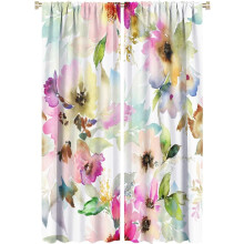 Watercolor Flower Curtains Abstract Floral Design Blackout