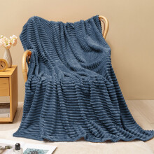 Fleece Throw Blanket, 3D Striped Jacquard Coral Velvet Plush, Soft Fluffy Lightweight Nap Blanket, Machine Washable (40"x60")