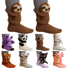 3D Knit Animal Socks Novelty Animal Hug Sock Hand Crocheted Warm Socks Funny Christmas Socks Gifts for Women