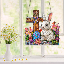 Easter Egg & Bunny 2D Acrylic Hanging Ornaments Set – Pastel Spring Decor for Windows, Trees, Parties – Compatible with Easter Party Supplies
