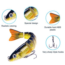 Lifelike Segment Swimbait Lure with 3D Eyes & Treble Hooks – Sinking Hard Bait for Bass, Trout, Walleye – Compatible with Spinning Reels