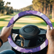Camo Purple Golf Cart Steering Wheel Cover Universal