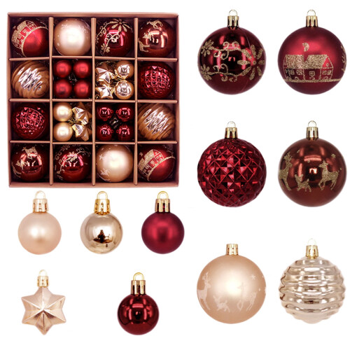 Christmas Ornament Balls Dark Red 44 Pcs