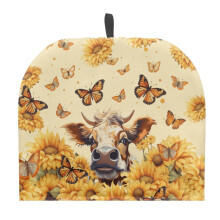 Sunflower Cow Tea Cozy for Teapot – Insulated, Anti-Dust Polyester Canvas Cover with Hanging Loop, Compatible with Standard Teapots
