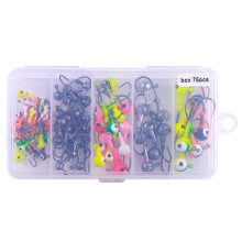 75pcs/box Fishing Hooks Set Barbed Jig Head Hooks For Soft Worm Fishing Fishhook