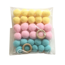 Wool Felt Ball Garland, Colorful Pom Pom Garland, 30 pcs Ball Garland for Mardi Gras Easter Halloween Thanksgiving Christmas Wall