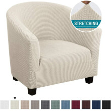 Stretch Club Armchair Slipcover 1 Piece Barrel Tub Sofa Cover Furniture Protector Jacquard Couch Cover