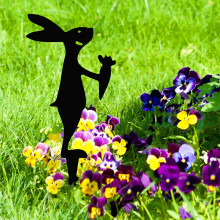 Elegant Hand-Forged Iron Rabbit Garden Stakes – Rustic, Weather-Resistant Lawn Art for Patio & Courtyard