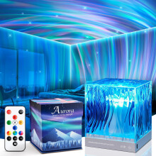 Northern Dreamscape Projector – 16-Color Aurora Night Light with Remote, Wood Base, Compatible with Teens & Kids, Christmas Gift