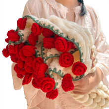 59.06 inch Crochet Flower Bouquet Blanket, Transforms into Rose Gift, Bamboo Velvet Throw Blanket for Valentine's, Mother's Day, Birthday & Wedding