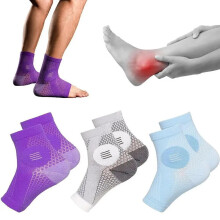 1Pair Neuropathy Socks Toeless Compression Socks Breathable Comfortable Ankle Socks Relief Athletic Socks For Arch & Heel