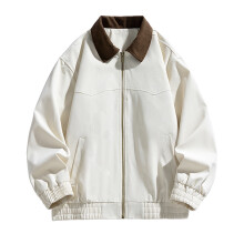 Men's Beige Outdoor Sports Jacket with Pocket and Zipper L