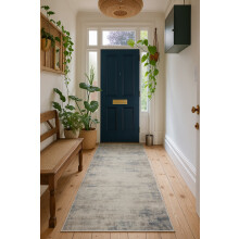 Abstract Blue Navy Indoor Runner Rug 2 ft x 10 ft