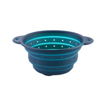 Deep Blue Foldable Collander – 4x9in, with Base & Handles, Compatible with Pasta, Fruit, Veg