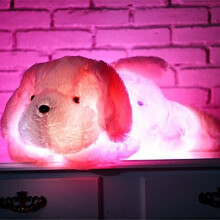 Stuffed Dog Plush Toy LED Light Up 30cm Pink