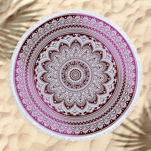 Microfiber Round Beach Towel Geometric Print 150cm 2