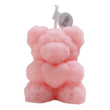 Bougie décorative parfumée 3D Rose et Ours en nœud papillon (1/3 pièces)