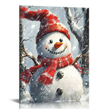 Tableau sur toile Bonhomme de neige, impression de Noël 30 x 40 cm