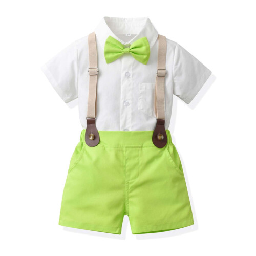 Ensemble garçon composé d'un haut fleuri à manches courtes et d'un short à bretelles, taille 1